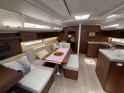 Salon of Bibi One, a Beneteau Oceanis 40.1 sailboat at Split, Croatia