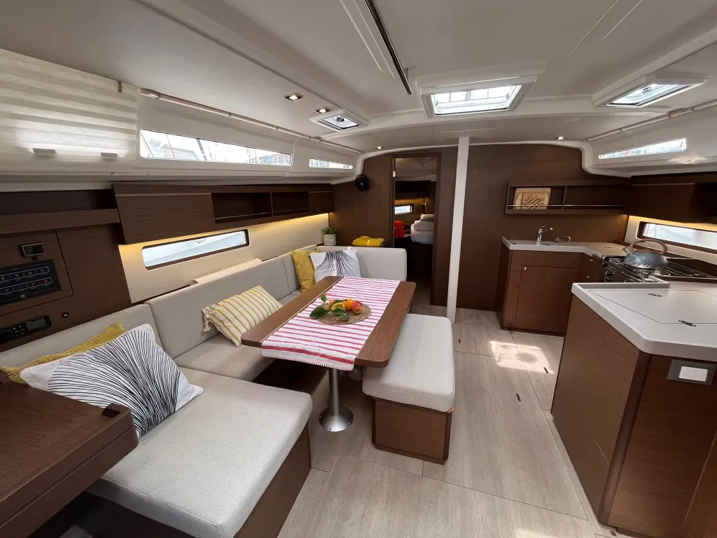 Salon of Bibi One, a Beneteau Oceanis 40.1 sailboat at Split, Croatia
