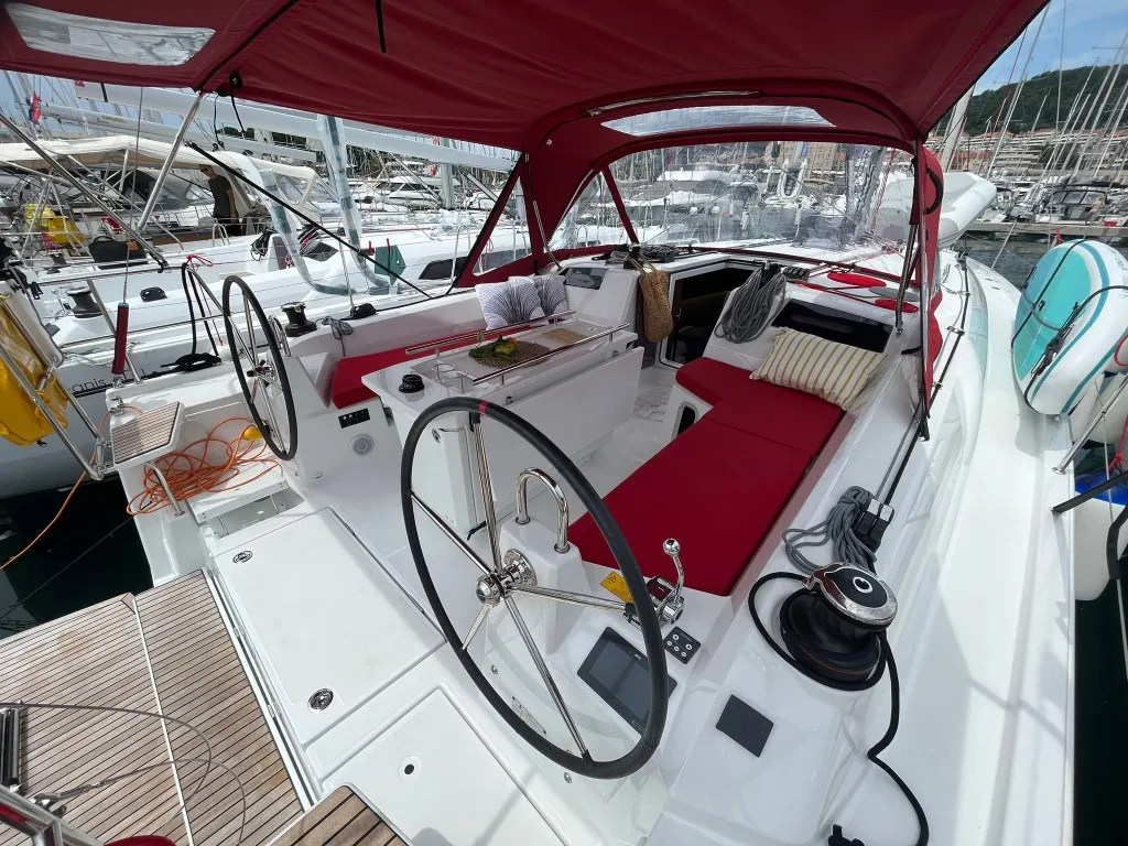 Cockpit of Bibi One, a Beneteau Oceanis 40.1 sailboat at Split, Croatia