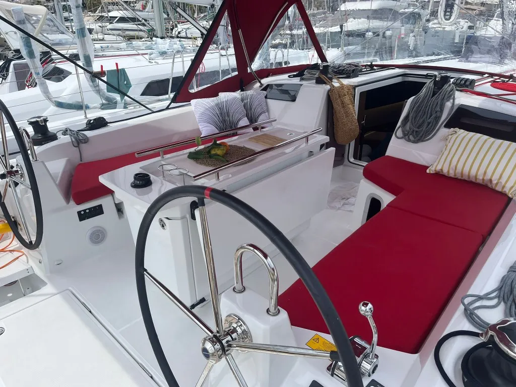 Cockpit of Bibi One, a Beneteau Oceanis 40.1 sailboat at Split, Croatia