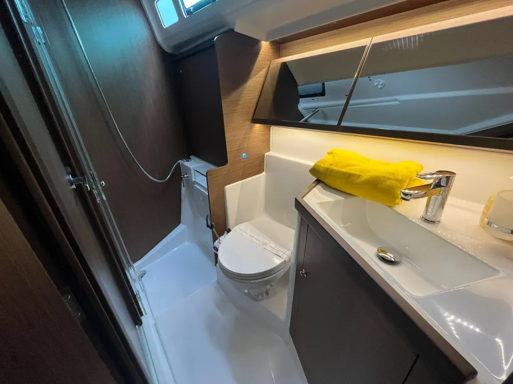 Head on Bibi One, a Beneteau Oceanis 40.1 sailboat at Split, Croatia