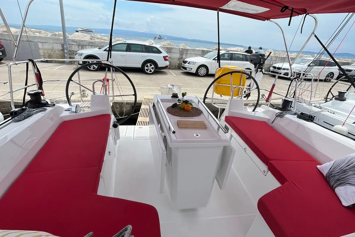 Exterior view of Bibi One, a Beneteau Oceanis 40.1 sailboat at Split, Croatia