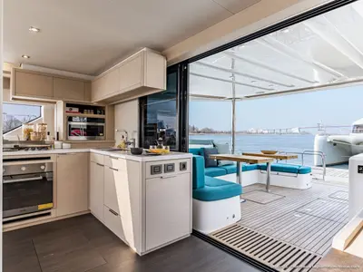 Galley of Enki, a Lagoon 55 catamaran at Fethiye, Turkey