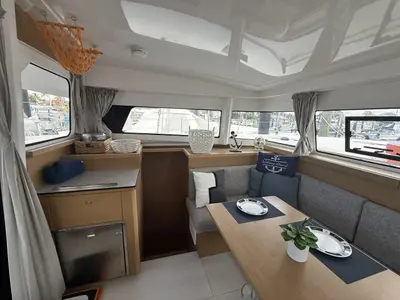 Salon of Angion, a Excess 11 catamaran at Burnt Store Marina, Punta Gorda, United States