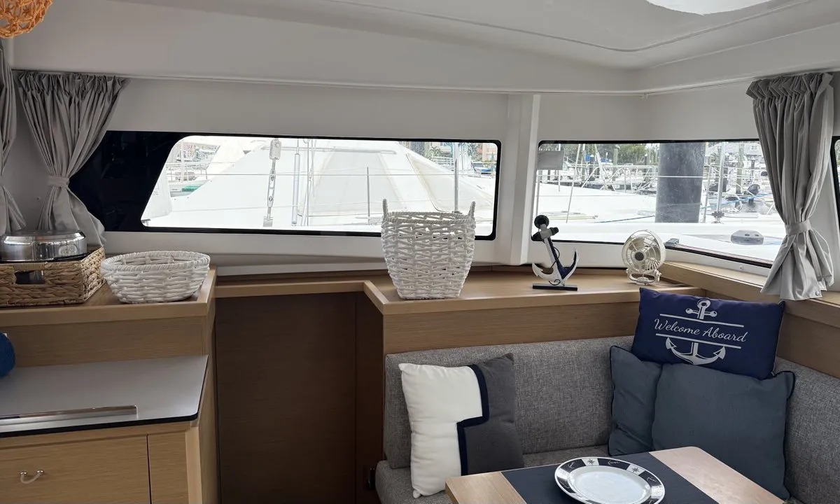 Salon of Angion, a Excess 11 catamaran at Burnt Store Marina, Punta Gorda, United States