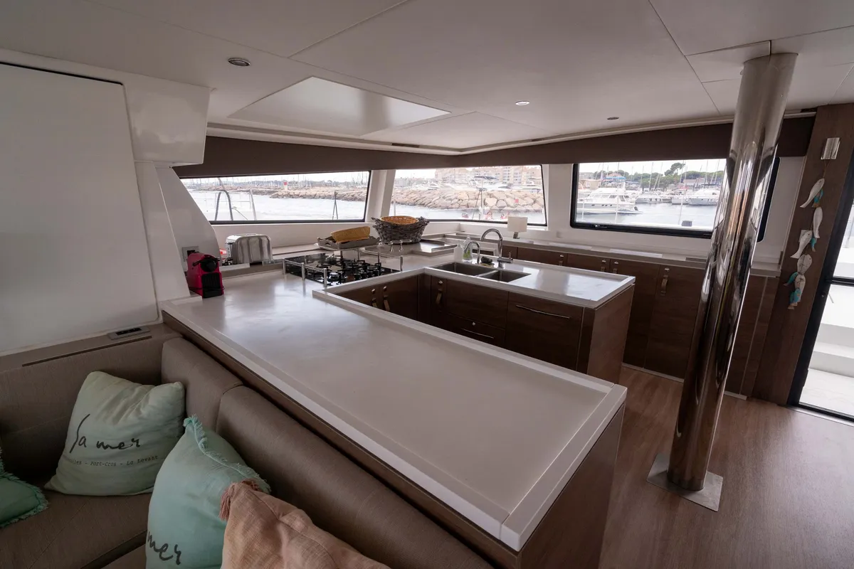 Galley of Koh I Noor, a Bali 5.4 catamaran at Ajaccio, France