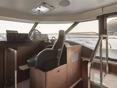 Cockpit of Diamond Si, a Prestige M48 catamaran at Općina Rogoznica, Croatia