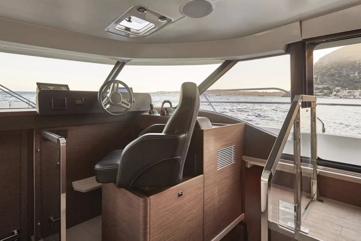 Cockpit of Diamond Si, a Prestige M48 catamaran at Općina Rogoznica, Croatia