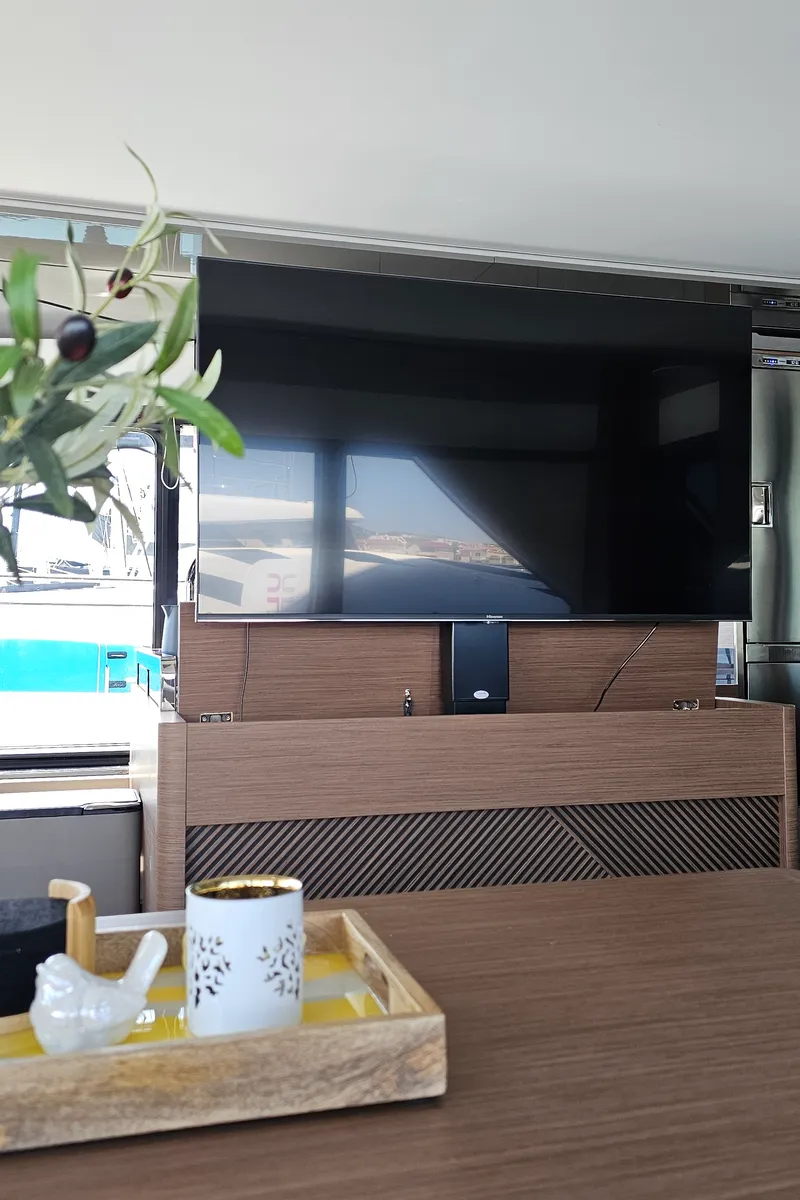 Salon of Diamond Si, a Prestige M48 catamaran at Općina Rogoznica, Croatia