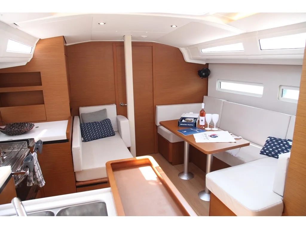 Galley of Pangeo, a Jeanneau Sun Odyssey 410 sailboat at Benitses, Greece