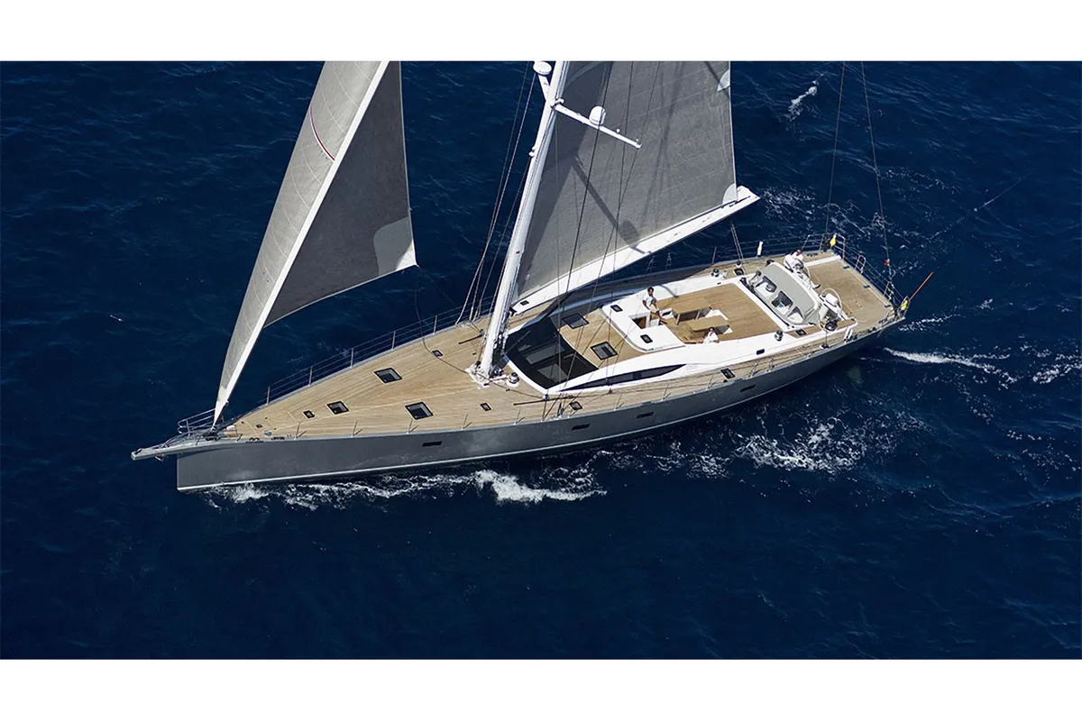 Exterior view of Huayra, a Comar Yachts Comet 100RS sailboat at Athens, Greece