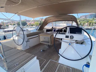 Alicudi, a Dufour 520 Grand Large sailboat at Tonnarella, Italy