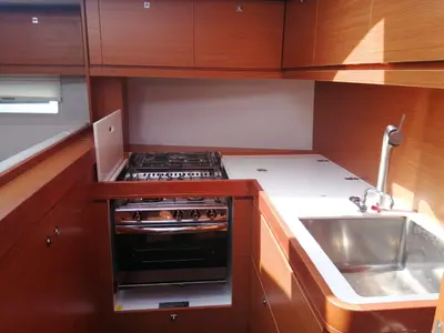 Galley of Alicudi, a Dufour 520 Grand Large sailboat at Milazzo, Italy