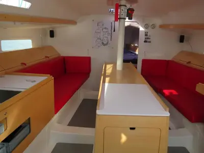 Salon of GREENGO 2, a Pogo 12.5 sailboat at La Rochelle, France