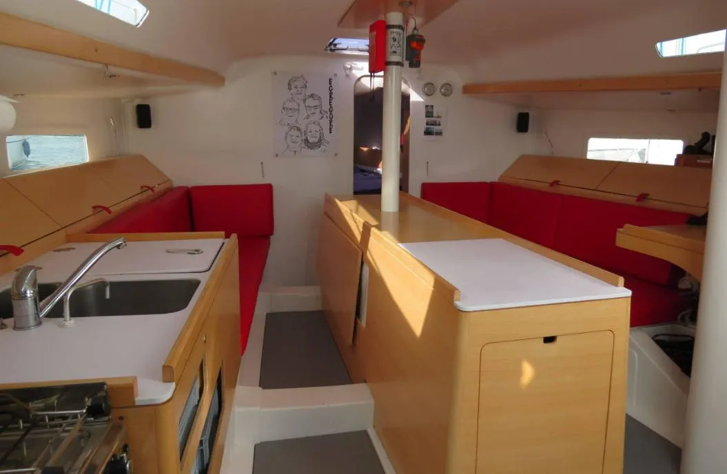Salon of GREENGO 2, a Pogo 12.5 sailboat at La Rochelle, France