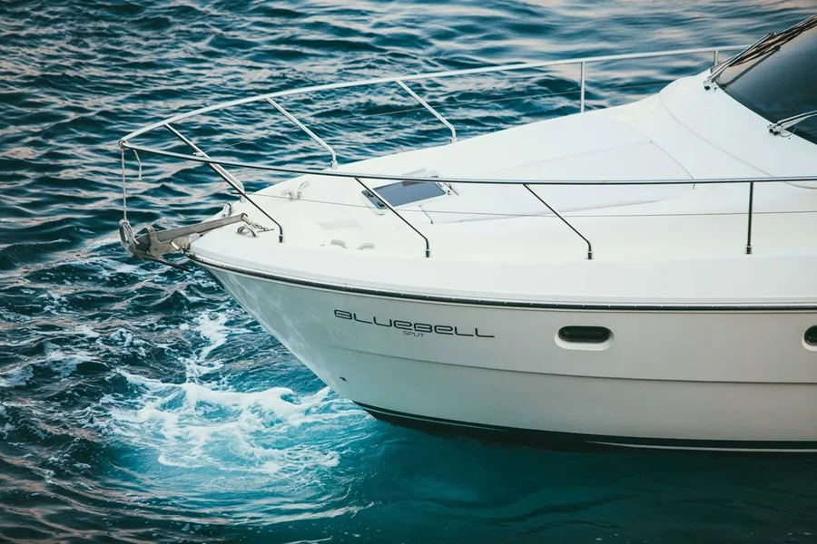 Exterior view of Bluebell, a Ferretti Yachts 460i motor yacht at Podstrana - Miljevac, Croatia