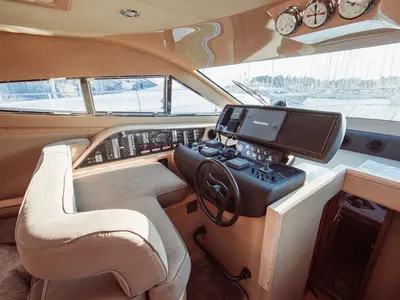 Cockpit of Bluebell, a Ferretti Yachts 460i motor yacht at Podstrana - Miljevac, Croatia