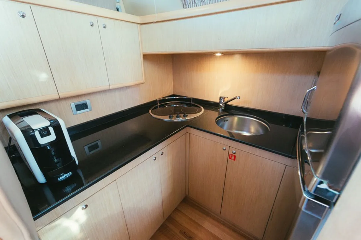 Galley of Bluebell, a Ferretti Yachts 460i motor yacht at Podstrana - Miljevac, Croatia