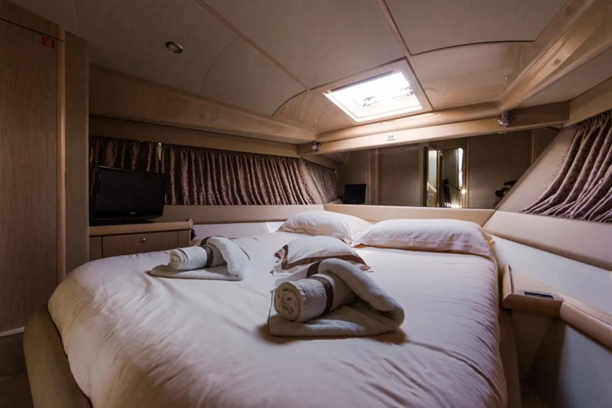 Cabin on Bluebell, a Ferretti Yachts 460i motor yacht at Podstrana - Miljevac, Croatia