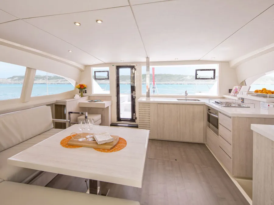 Galley of Sunsail 404 Classic, a Leopard 40 catamaran at Procida, Italy