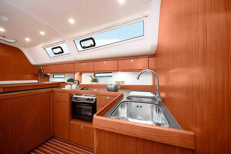 Galley of Vitabella 4, a Bavaria Cruiser 51 sailboat at es Jonquet, Spain
