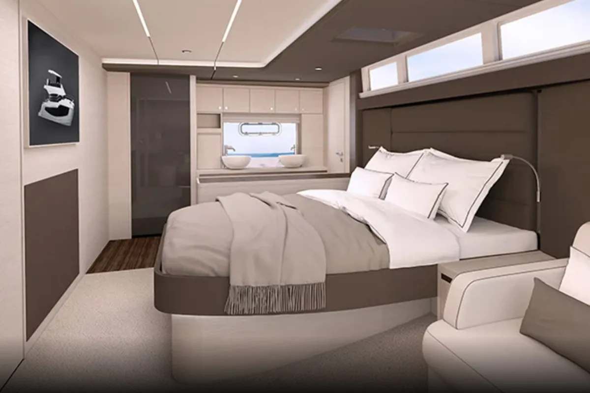 Exterior view of Lucy, a Aquila 50 Yacht catamaran at Cannigione, Italy