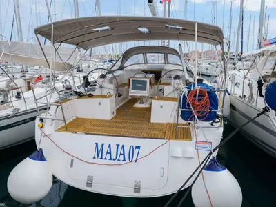 Deck of Maja 07, a Elan 514 Impression sailboat at Pirovac, Croatia