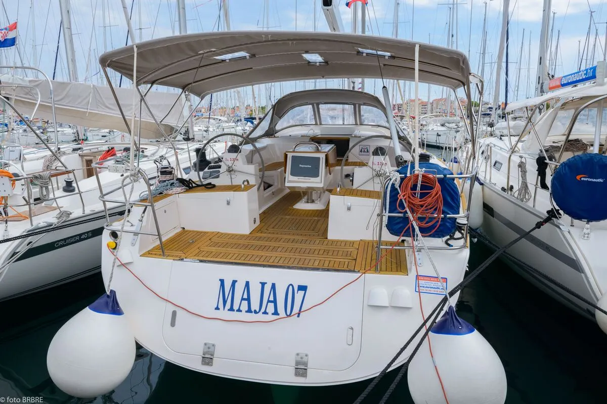 Deck of Maja 07, a Elan 514 Impression sailboat at Pirovac, Croatia