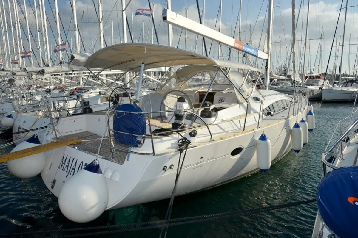 Deck of Maja 07, a Elan 514 Impression sailboat at Pirovac, Croatia