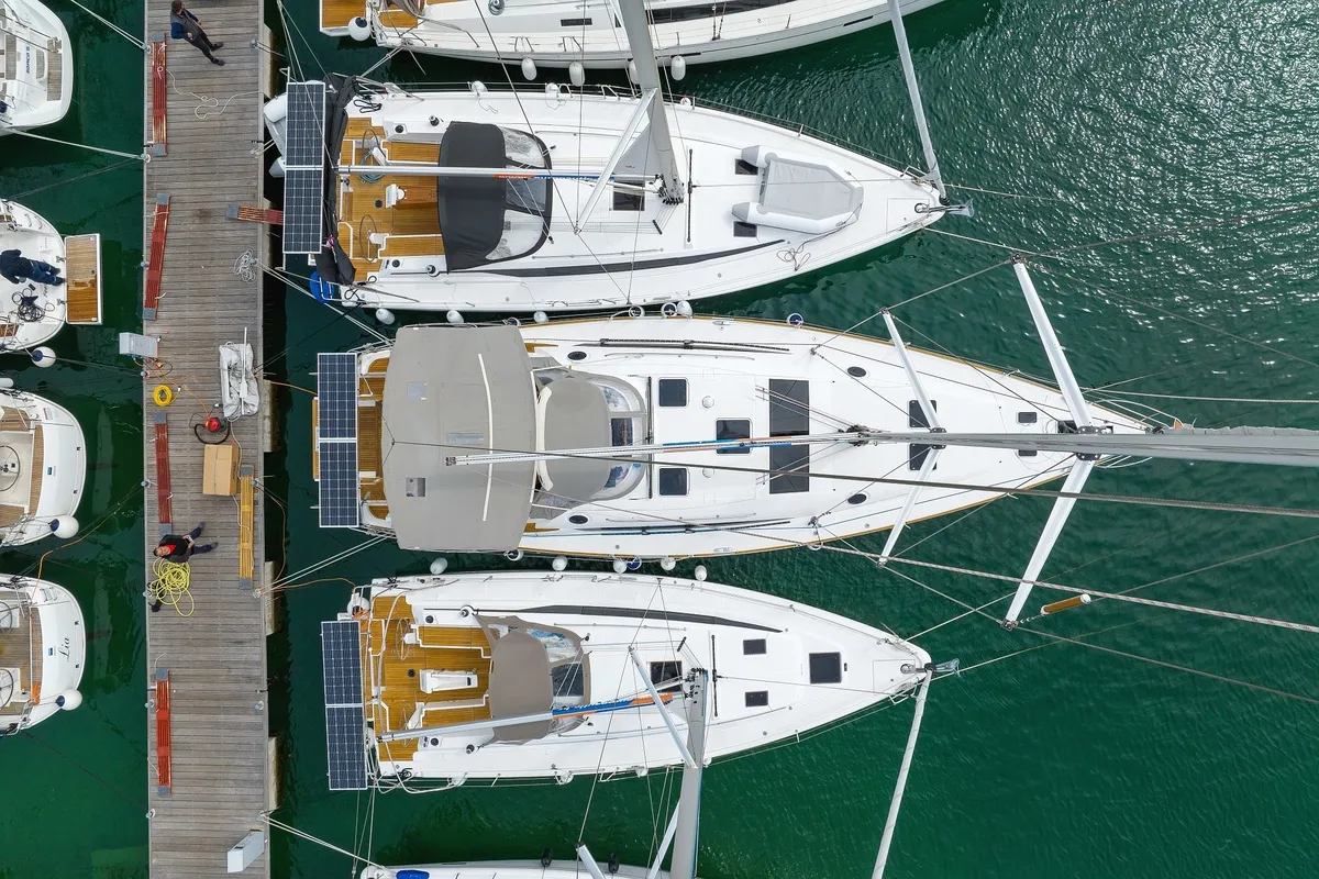 Deck of Maja 07, a Elan 514 Impression sailboat at Pirovac, Croatia