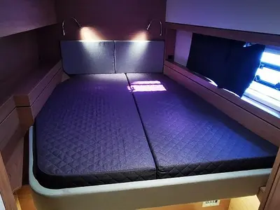 Cabin on Kos 44.3, a Bali 4.4 catamaran at Athens, Greece