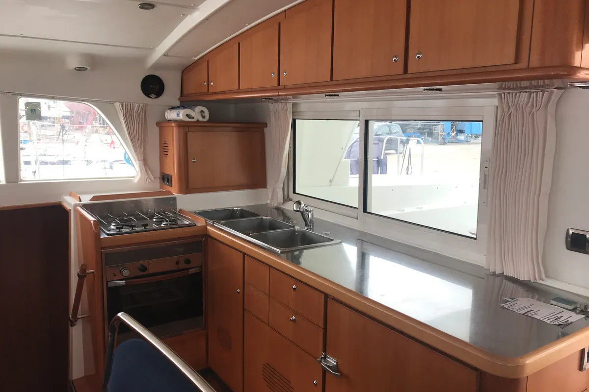 Galley of Isis, a Lagoon 440 catamaran at Olbia, Italy
