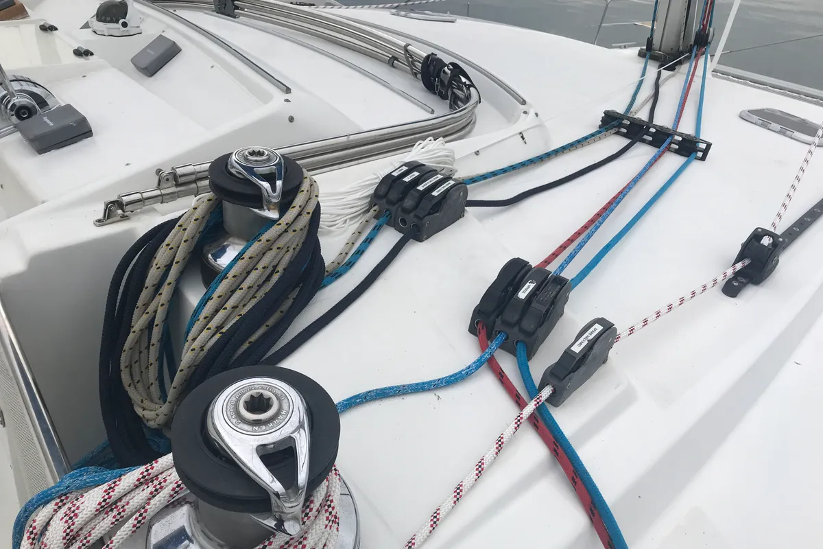 Isis, a Lagoon 440 catamaran at Olbia, Italy