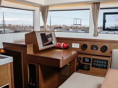 Cockpit of Gelso - Standard line, a Lagoon 40 catamaran at Olbia, Italy