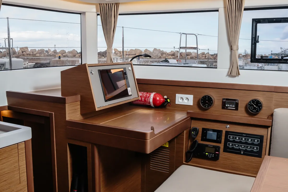Cockpit of Gelso - Standard line, a Lagoon 40 catamaran at Olbia, Italy