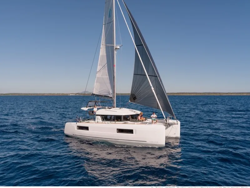 Exterior view of Gelso - Standard line, a Lagoon 40 catamaran at Olbia, Italy