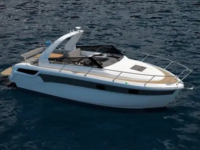 Bazinga, a Bavaria Sport 300 motorboat at Punat, Croatia