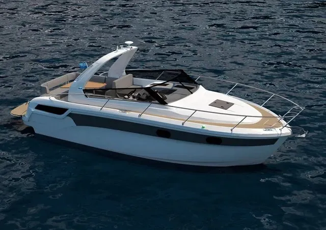 Bazinga, a Bavaria Sport 300 motorboat at Punat, Croatia
