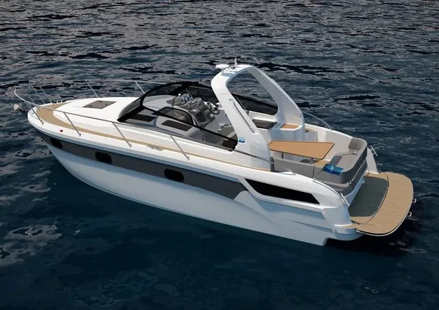 Bazinga, a Bavaria Sport 300 motorboat at Punat, Croatia