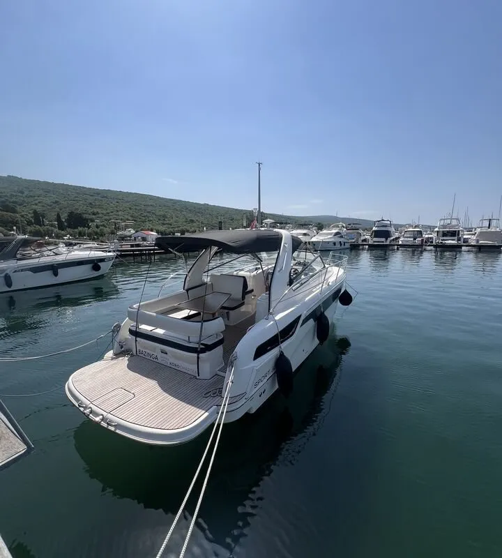 Bazinga, a Bavaria Sport 300 motorboat at Punat, Croatia