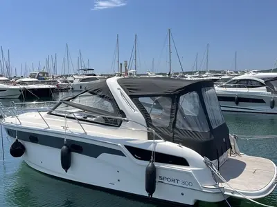 Bazinga, a Bavaria Sport 300 motorboat at Punat, Croatia