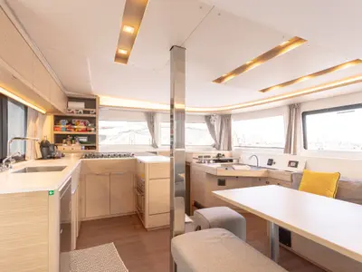 Galley of JEMALE, a Lagoon 46 catamaran at Ajaccio, France
