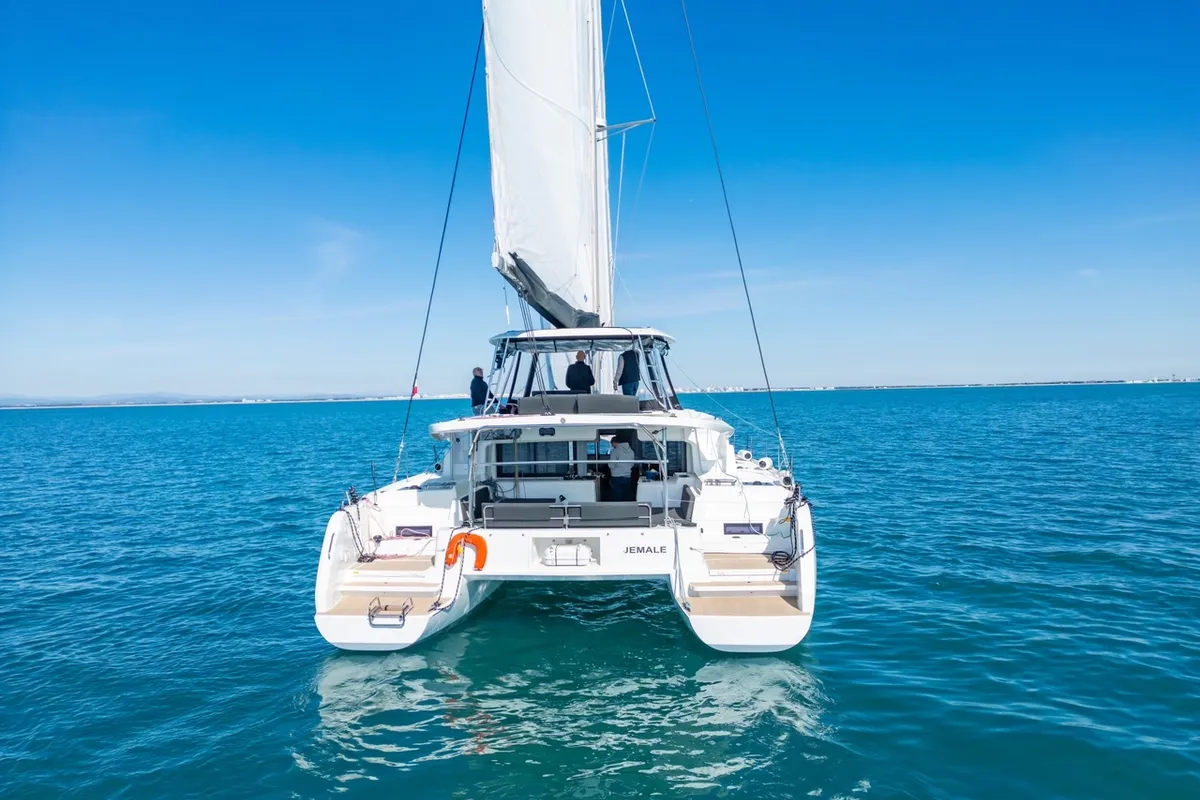 Exterior view of JEMALE, a Lagoon 46 catamaran at Ajaccio, France