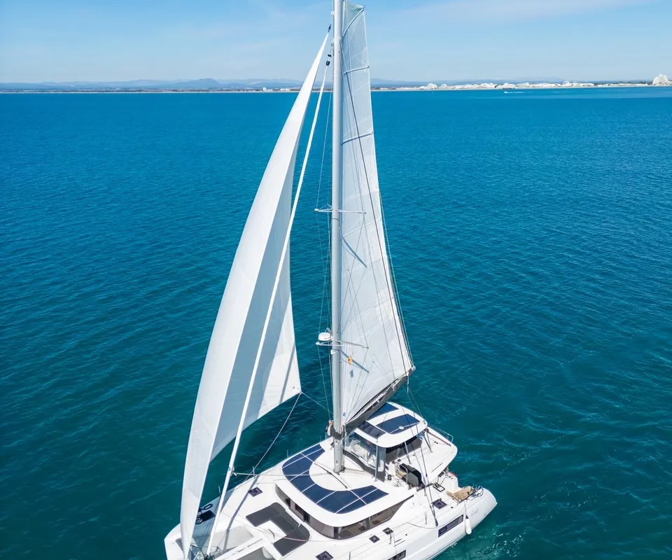 Exterior view of JEMALE, a Lagoon 46 catamaran at Ajaccio, France