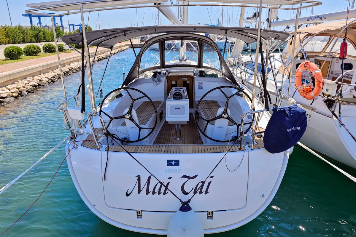 Exterior view of Mai Tai, a Bavaria Cruiser 37 sailboat at Općina Sukošan, Croatia