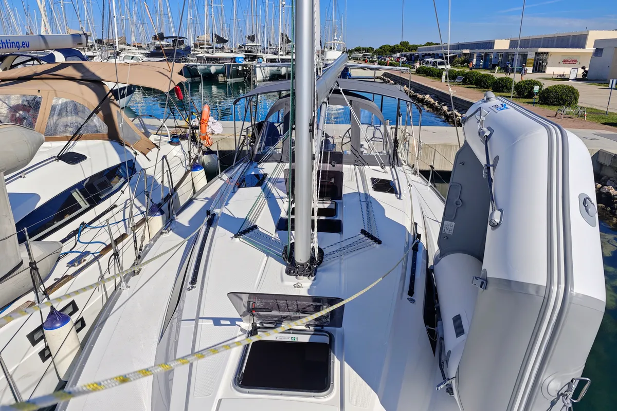 Deck of Mai Tai, a Bavaria Cruiser 37 sailboat at Općina Sukošan, Croatia