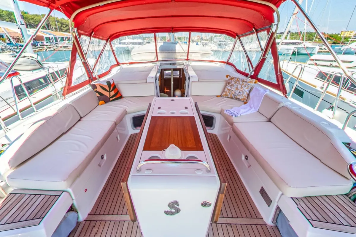 Deck of South Point, a Beneteau Oceanis 51.1 sailboat at Split, Croatia