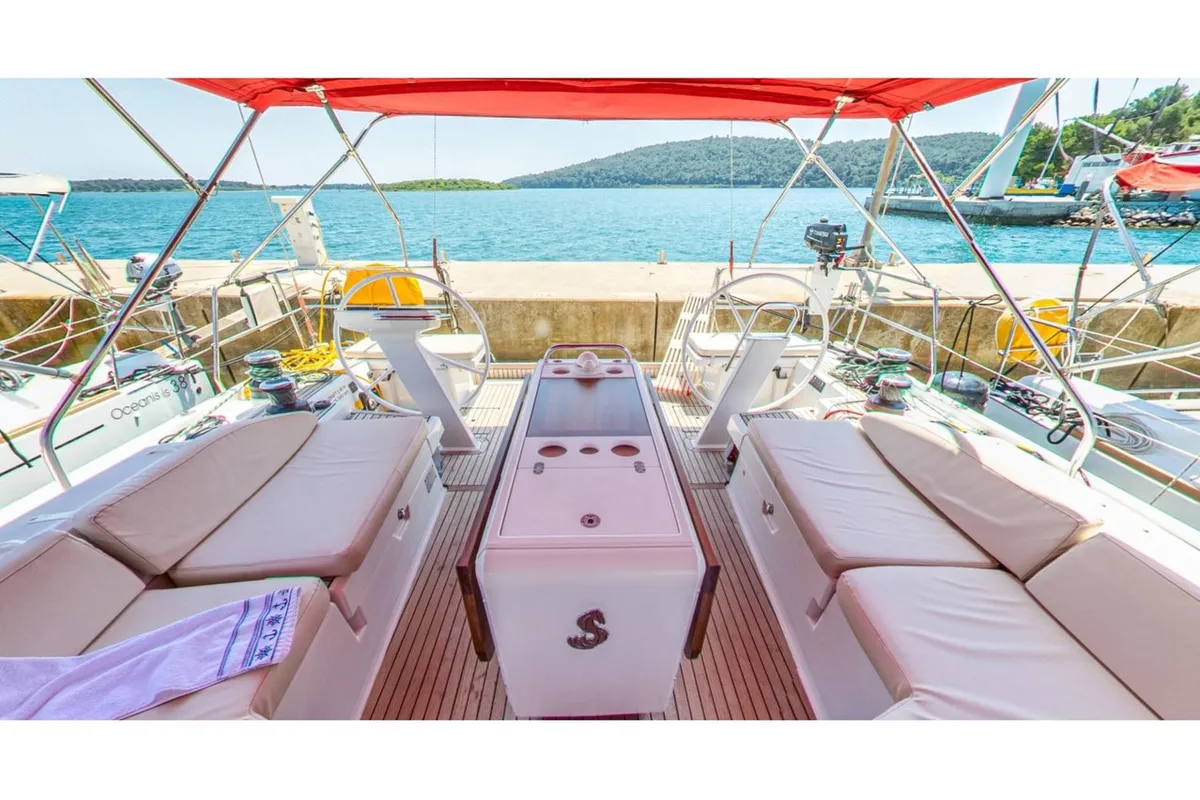 Deck of South Point, a Beneteau Oceanis 51.1 sailboat at Split, Croatia