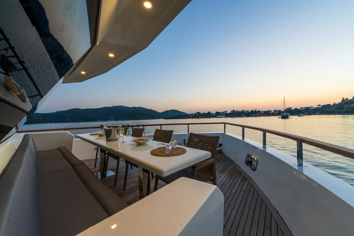 Deck of Albatros Explorer, a Custom Made Albatros Explorer motor yacht at Fethiye, Turkey
