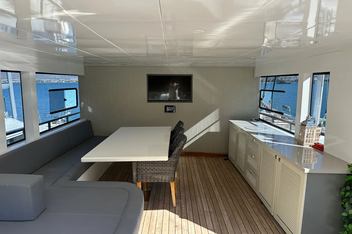 Salon of Albatros Explorer, a Custom Made Albatros Explorer motor yacht at Fethiye, Turkey